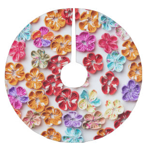 Jupon De Sapin En Polyester Brossé Ressort tissu cousu artisanal Fleurs Multicolor