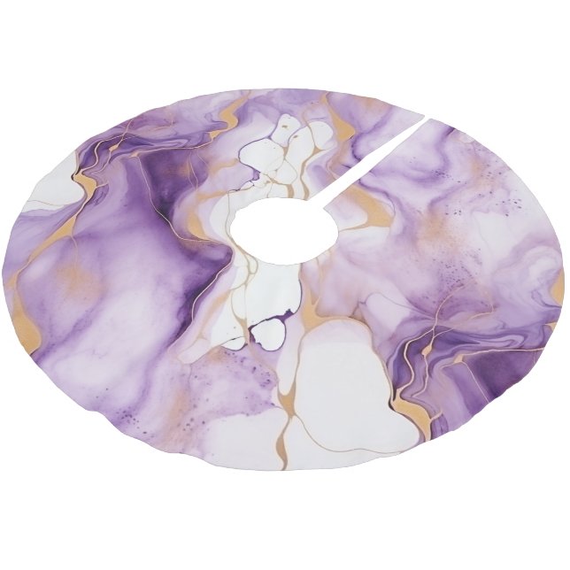 Jupon De Sapin En Polyester Brossé Résumé Or Blanc Violet  (Angle)