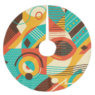 Jupon De Sapin En Polyester Brossé Rétro géométrique coloré : abstraction vintage.