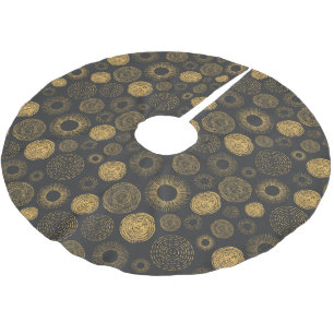 Jupon De Sapin En Polyester Brossé Retro Holiday Gold Burn Sparkler Noël