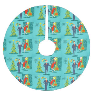 Jupon De Sapin En Polyester Brossé Rétro jupe d'arbre de Noël de bande dessinée de