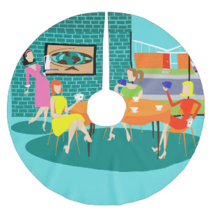 Jupon De Sapin En Polyester Brossé Rétro jupe d'arbre de Noël de jeu de carte des