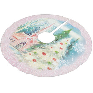 Jupon De Sapin En Polyester Brossé Rétro jupe d'arbre de vacances de Noël d'église