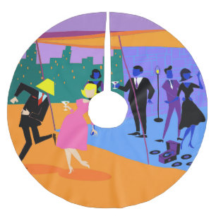 Jupon De Sapin En Polyester Brossé Rétro jupe urbaine d'arbre de Noël de partie de