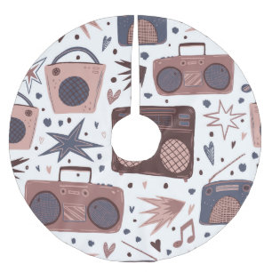 Jupon De Sapin En Polyester Brossé Retro Music Motif Vintage sans couture.