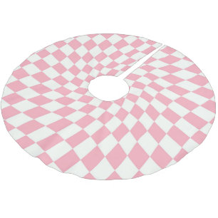 Jupon De Sapin En Polyester Brossé Retro Pastel rose Chèques déformés À damiers Dorm