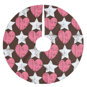 Jupon De Sapin En Polyester Brossé Retro Threadbare Hearts Stars Texture