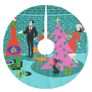 Jupon De Sapin En Polyester Brossé Rétro Trimming the Christmas Tree Skirt