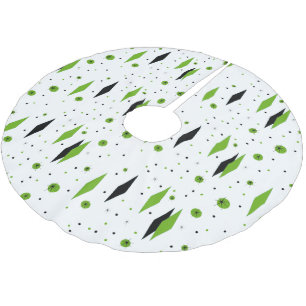 Jupon De Sapin En Polyester Brossé Rétros diamants verts et jupe d'arbre de