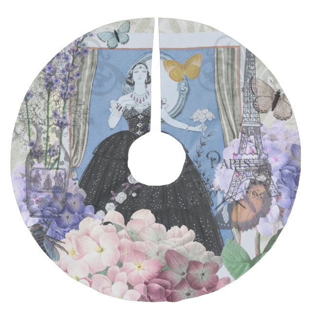 Jupon De Sapin En Polyester Brossé Robe élégante bleue pour femme, fantaisie florale  (Devant)