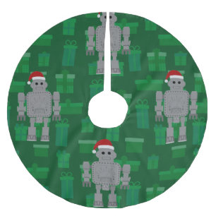 Jupon De Sapin En Polyester Brossé robot xmas santa claus