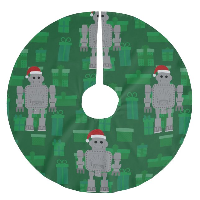 Jupon De Sapin En Polyester Brossé robot xmas santa claus (Devant)