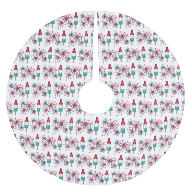 Jupon De Sapin En Polyester Brossé Rocket Pop Popsicle Fireworks Patriotique Juillet  (Devant)