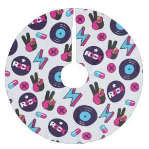Jupon De Sapin En Polyester Brossé Rockin' Hippie : Vinyl Vintage Motif