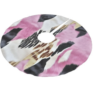 Jupon De Sapin En Polyester Brossé Rose Blanc Or Noir Cuir De Vache Animal