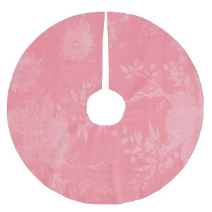 Jupon De Sapin En Polyester Brossé Rose clair sur motif floral rose