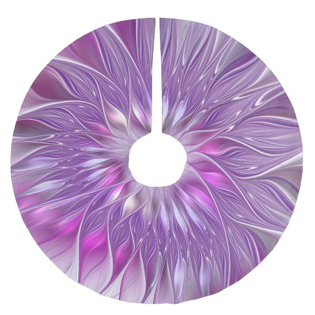 Jupon De Sapin En Polyester Brossé Rose violet étoile Fleur Abstrait Fractal Art (Devant)