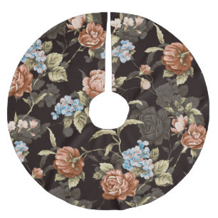 Jupon De Sapin En Polyester Brossé Roses botaniques : motif floral abstrait.