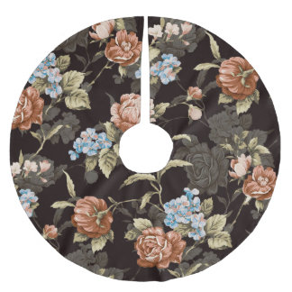 Jupon De Sapin En Polyester Brossé Roses botaniques : motif floral abstrait.
