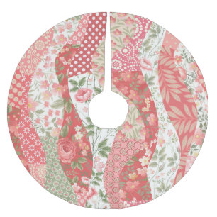 Jupon De Sapin En Polyester Brossé Roses de Patchwork : conception motif transparente