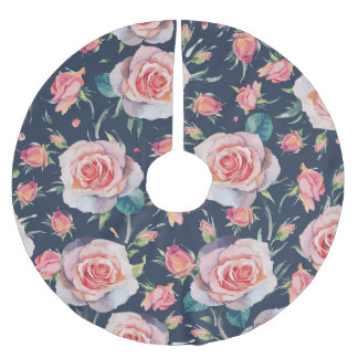 Jupon De Sapin En Polyester Brossé Roses et Rosebuds : Floral Seamless.