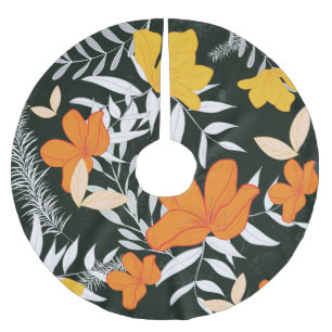 Jupon De Sapin En Polyester Brossé Roses oranges : Botanique Abstraite.