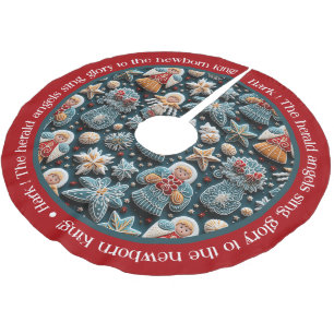 Jupon De Sapin En Polyester Brossé Rouge bleu Festif Anges de Noël