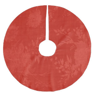 Jupon De Sapin En Polyester Brossé Rouge brillant sur le motif floral rouge