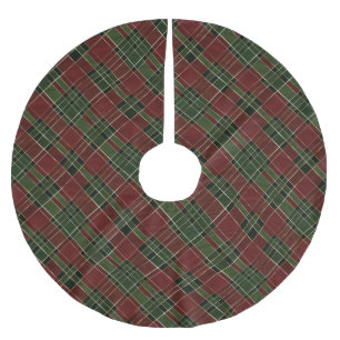 Jupon De Sapin En Polyester Brossé Rouge de fête, vert et or Plaid de Noël cosy