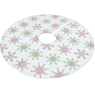 Jupon De Sapin En Polyester Brossé Rouge de Noël Vert Festif Flocon de Neige Mignon