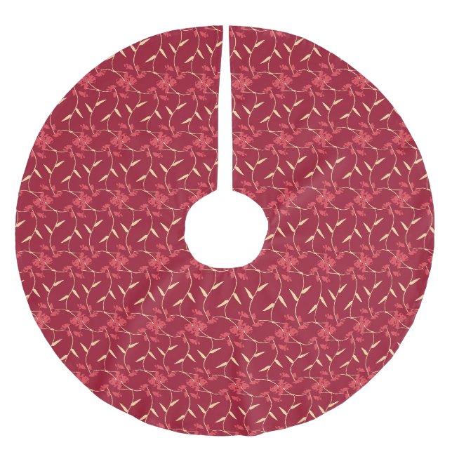 Jupon De Sapin En Polyester Brossé Rouge floral regal joyeux (Devant)
