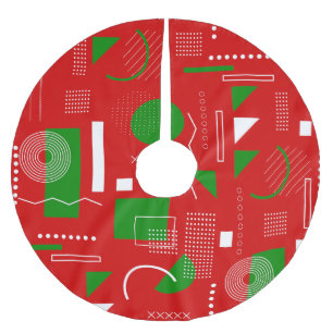 Jupon De Sapin En Polyester Brossé rouge noël memphis géométrie vintage années 1990