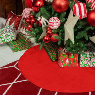 Jupon De Sapin En Polyester Brossé Rouge Uni