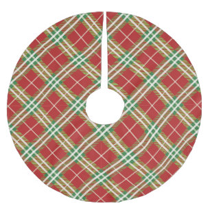 Jupon De Sapin En Polyester Brossé Rouge Vert Blanc Buffalo Carreaux Noël Fêtes