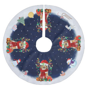 Jupon De Sapin En Polyester Brossé Rough Collie Chien Laisser neiger