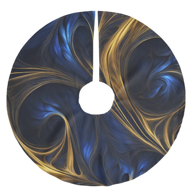 Jupon De Sapin En Polyester Brossé Royal Blue Gold Abstrait Swirl (Devant)