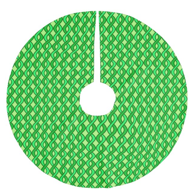 Jupon De Sapin En Polyester Brossé Rubans modernes du milieu du siècle, tons verts (Devant)