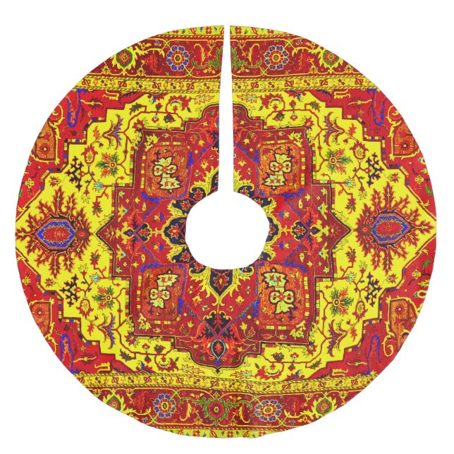 Jupon De Sapin En Polyester Brossé RUG PERSIAN CLASSIQUE - Rouge & Jaune (Devant)