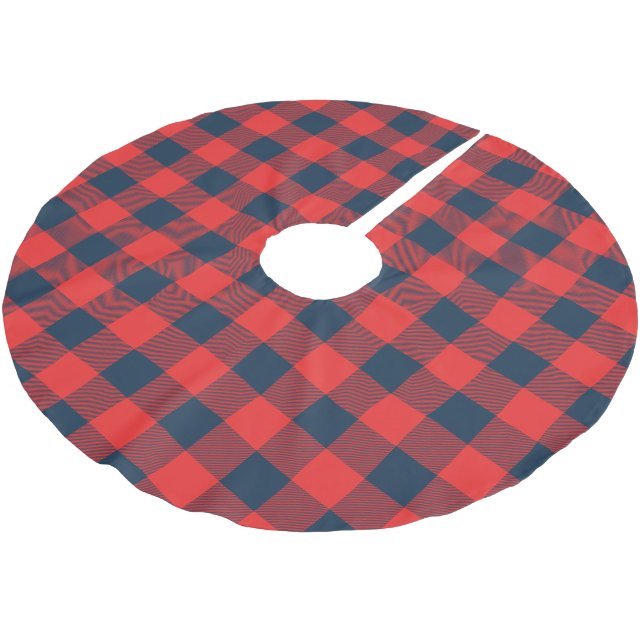 Jupon De Sapin En Polyester Brossé Russe Navy et Red Buffalo Check Plaid (Angle)