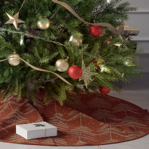 Jupon De Sapin En Polyester Brossé Russe Pine Arbre Motif Rouille Or