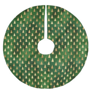 Jupon De Sapin En Polyester Brossé Russe vintage d'or vert de Noël arbres motif