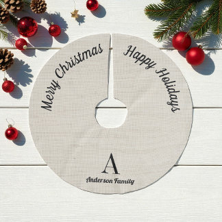 Jupon De Sapin En Polyester Brossé Rustic Brown Grey Nom de famille Christmas Tree Ju