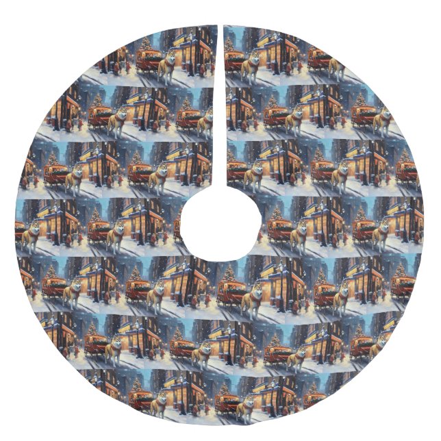 Jupon De Sapin En Polyester Brossé Saison de Noël Akita (Devant)