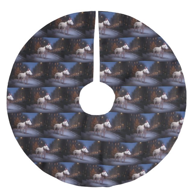 Jupon De Sapin En Polyester Brossé Saison Festive de Noël Bull Terrier (Devant)