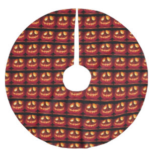 Jupon De Sapin En Polyester Brossé Saison Halloween Citrouille souriante