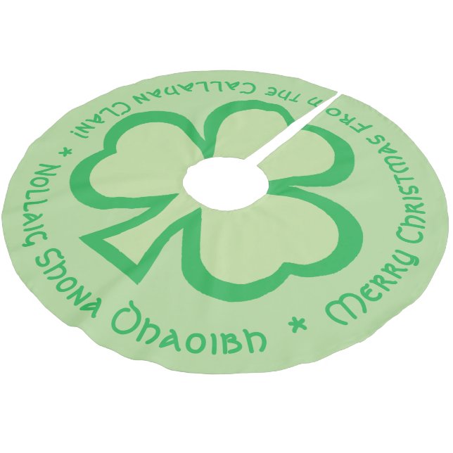 Jupon De Sapin En Polyester Brossé Salutation de Noël gaélique irlandaise avec nom de (Angle)