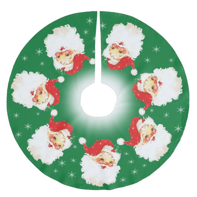 Jupon De Sapin En Polyester Brossé Santa Claus Mandala & Snowflakes sur Green (Devant)