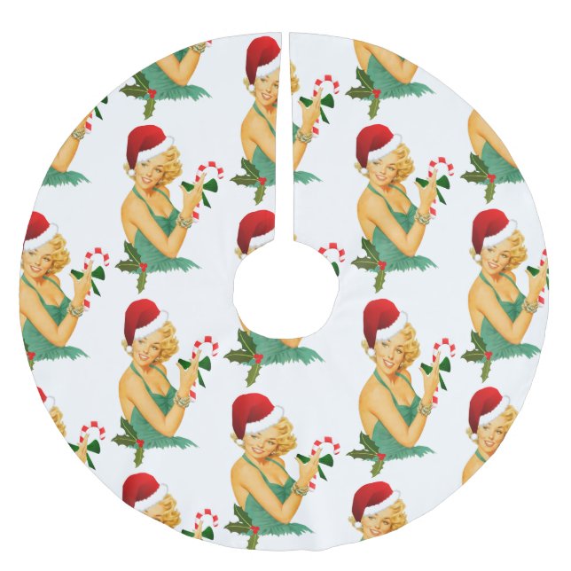 Jupon De Sapin En Polyester Brossé santa claus pin up (Devant)