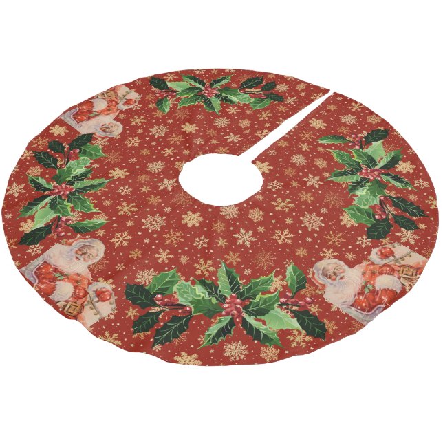 Jupon De Sapin En Polyester Brossé Santas Sleigh Ride sur Plaid (Angle)