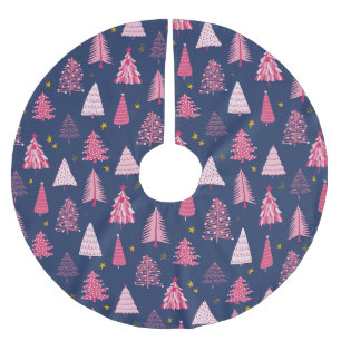 Jupon De Sapin En Polyester Brossé Sapin de Noël Rose et Bleu Moderne